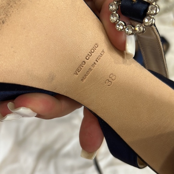 NEW Navy Tina Marie Block Heel Sandals - Picture 11 of 15